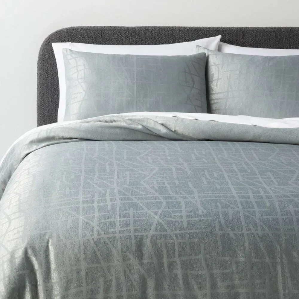 3pc Full/Queen 240TC Luxe Jacquard Duvet Cover Set - Light Teal